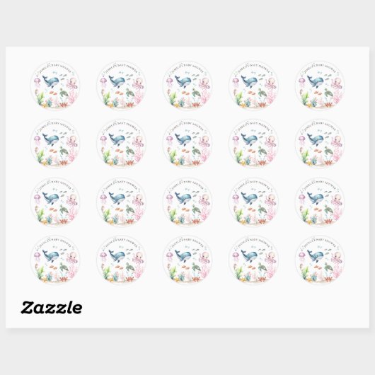 Onder het Zee Kleurrijke Ocean Animals Baby shower Ronde Sticker (Vel)