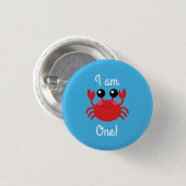 Onder het Zee Krab 1e Verjaardag Button Pin (Voorkant /achterkant)
