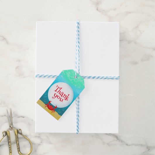 Onder het Zee krab verjaardagsfeest Cadeaulabel (Met Touw)