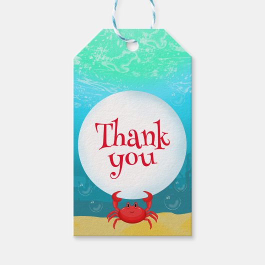 Onder het Zee krab verjaardagsfeest Cadeaulabel (Voorkant)