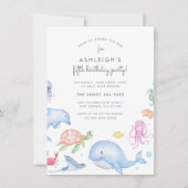 Onder het Zee | Kute Nautical Boys Birthday Party Kaart (Voorkant)