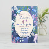 Onder het zee kwallen Verjaardagsuitnodiging Kaart (Staand voorkant)