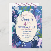 Onder het zee kwallen Verjaardagsuitnodiging Kaart (Voorkant / Achterkant)