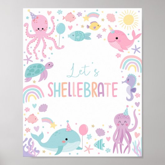 Onder het Zee Laten we het verjaardagsfeest vieren Poster (Voorkant)
