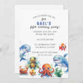 Onder het Zee Leuk nautisch jongensverjaardagsfees Kaart (Voorkant / Achterkant)