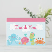 Onder het Zee leven/meisje Baby shower Hartelijk d Bedankkaart (Staand voorkant)