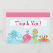 Onder het Zee leven/meisje Baby shower Hartelijk d Bedankkaart (Voorkant / Achterkant)