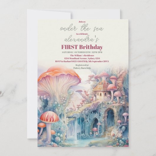 Onder het Zee Leven Verjaardagsfeest Kaart (Voorkant)