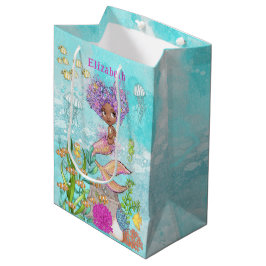 Onder het Zee Little Brown Mermaid Birthday Medium Cadeauzakje