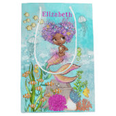 Onder het Zee Little Brown Mermaid Birthday Medium Cadeauzakje (Voorkant)