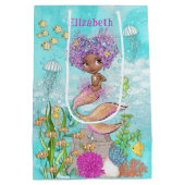 Onder het Zee Little Brown Mermaid Birthday Medium Cadeauzakje (Achterkant)