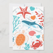 Onder het Zee Little Girl One Birthday Invitations Kaart (Achterkant)