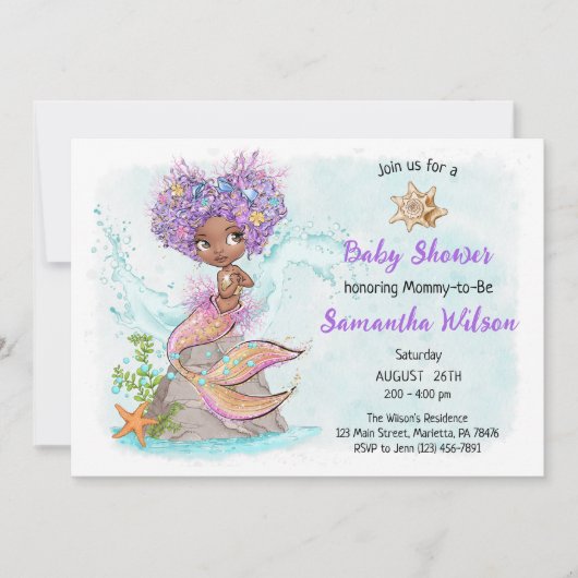 Onder het Zee Little Mermaid Baby shower Kaart (Voorkant)