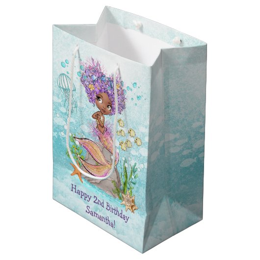 Onder het Zee Little Mermaid Birthday Medium Cadeauzakje (Voorkant Gekanteld)