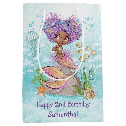 Onder het Zee Little Mermaid Birthday Medium Cadeauzakje (Voorkant)