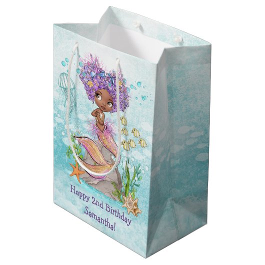 Onder het Zee Little Mermaid Birthday Medium Cadeauzakje (Achterkant Gekanteld)