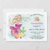Onder het Zee Little Mermaid Birthday Party Invita Kaart (Voorkant)
