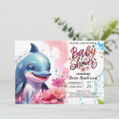 Onder het Zee Magic Girl Baby Dolphin Shower Kaart (Staand voorkant)