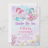 Onder het Zee Magic Mermaid Verjaardagsfeest Kaart (Voorkant)