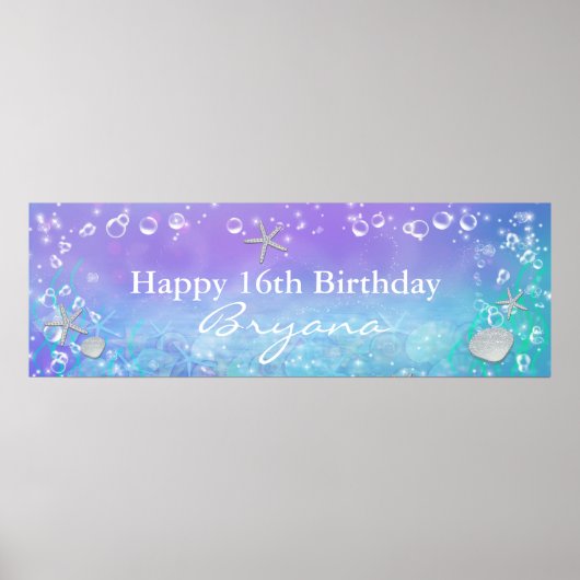Onder het Zee Magical Birthday Party Banner Poster (Voorkant)