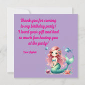 Onder het Zee Magical Mermaid Girl Foto Verjaardag Bedankkaart (Achterkant)