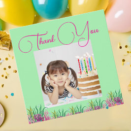 Onder het Zee Magical Mermaid Girl Foto Verjaardag Bedankkaart