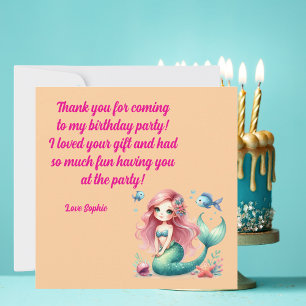 Onder het Zee Magical Mermaid Girl Foto Verjaardag Bedankkaart