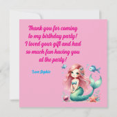 Onder het Zee Magical Mermaid Girl Foto Verjaardag Bedankkaart (Achterkant)