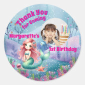 Onder het Zee Magical Mermaid Girly foto Ronde Sticker (Voorkant)