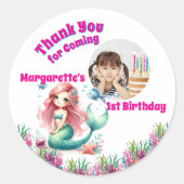 Onder het Zee Magical Mermaid Girly foto Ronde Sticker (Voorkant)
