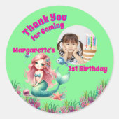 Onder het Zee Magical Mermaid Girly foto Ronde Sticker (Voorkant)