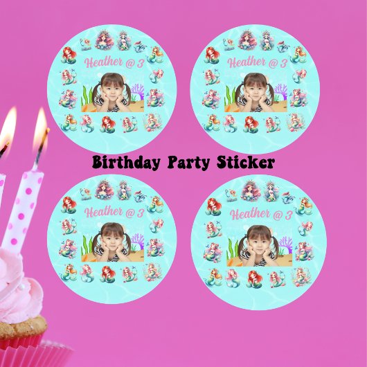 Onder het Zee Magical Mermaids Girly Birthday Ronde Sticker