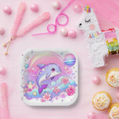 Onder het Zee Majestic Dolphin Baby shower Papieren Bordje (Feest)