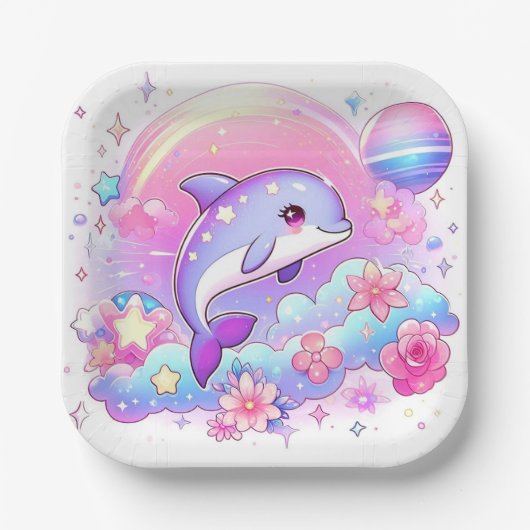 Onder het Zee Majestic Dolphin Baby shower Papieren Bordje (Voorkant)