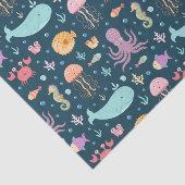 Onder het Zee Mariene Dieren zwemmen in de oceaan Tissuepapier (Detail)