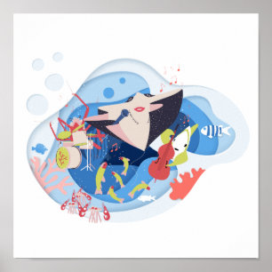 Onder het Zee Marine Animals Music Song Poster