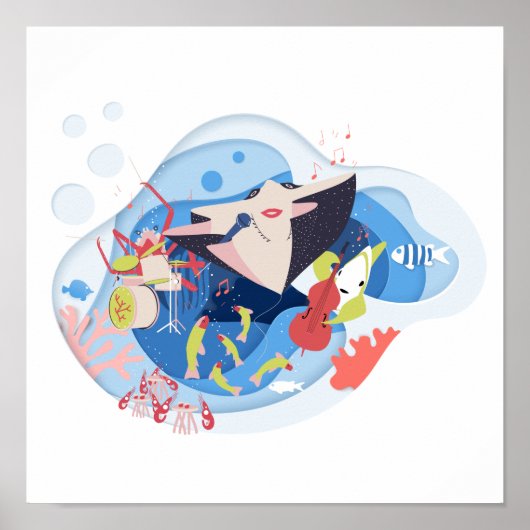 Onder het Zee Marine Animals Music Song Poster (Voorkant)