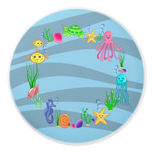 Onder het Zee Marine Creatures Ceramic Knob Keramische Knop (Voorkant)