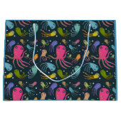 Onder het Zee Marine Life Cartoon Dark Background Groot Cadeauzakje (Voorkant)