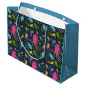 Onder het Zee Marine Life Cartoon Dark Background Groot Cadeauzakje (Achterkant Gekanteld)