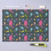 Onder het Zee Marine Life Cartoon Dark Background Tissuepapier (Craft)