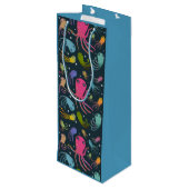 Onder het Zee Marine Life Cartoon Dark Background Wijn Cadeautas (Achterkant Gekanteld)