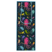 Onder het Zee Marine Life Cartoon Dark Background Wijn Cadeautas (Voorkant)