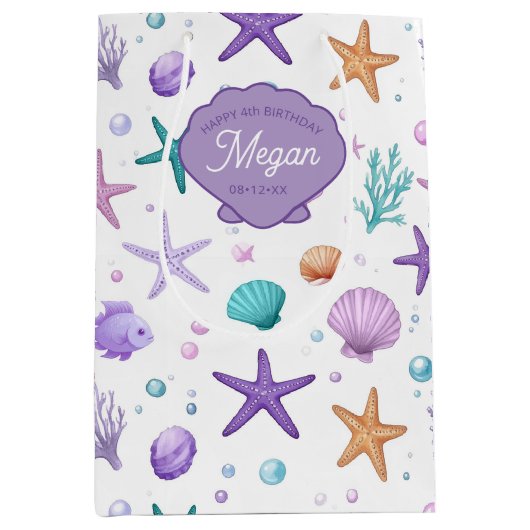 Onder het Zee Marine Life Pattern Verjaardag ID114 Medium Cadeauzakje (Voorkant)