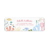 Onder het Zee meisje Baby shower retouradres Etiket (Voorkant)