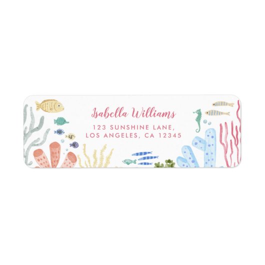 Onder het Zee meisje Baby shower retouradres Etiket (Voorkant)