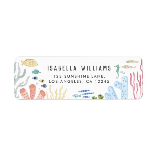 Onder het Zee meisje Baby shower retouradres Etiket (Voorkant)