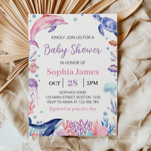 Onder het Zee Meisje Baby shower Uitnodiging