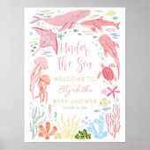 Onder het Zee Meisje Baby shower Welkomstbord Poster (Voorkant)