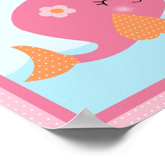 Onder het Zee/Meisje/Sealife/Roze Art Poster (Hoek)